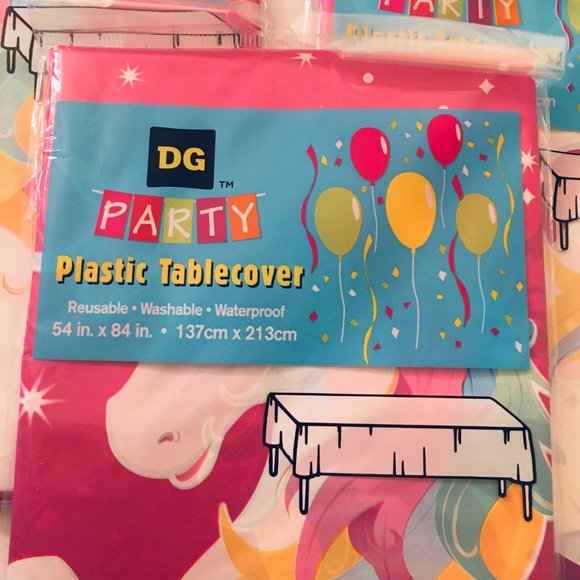 Lot of 4 Pink Unicorn Party Plastic Tablecovers - Picture 5 of 9
